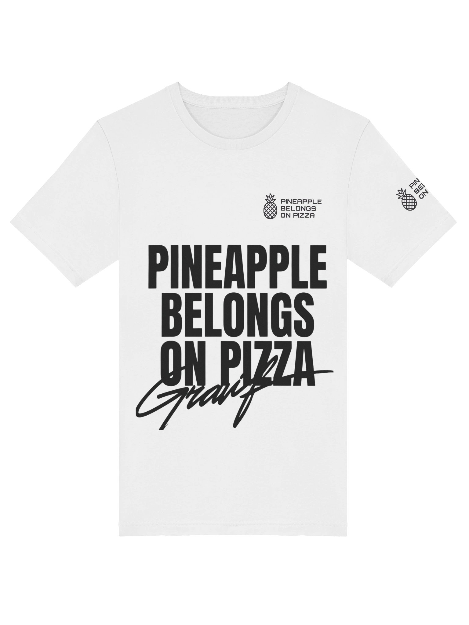PINEAPPLE BELONGS ON PIZZA — Monochrome Statement Tee by ValerieSkyler product image (5)