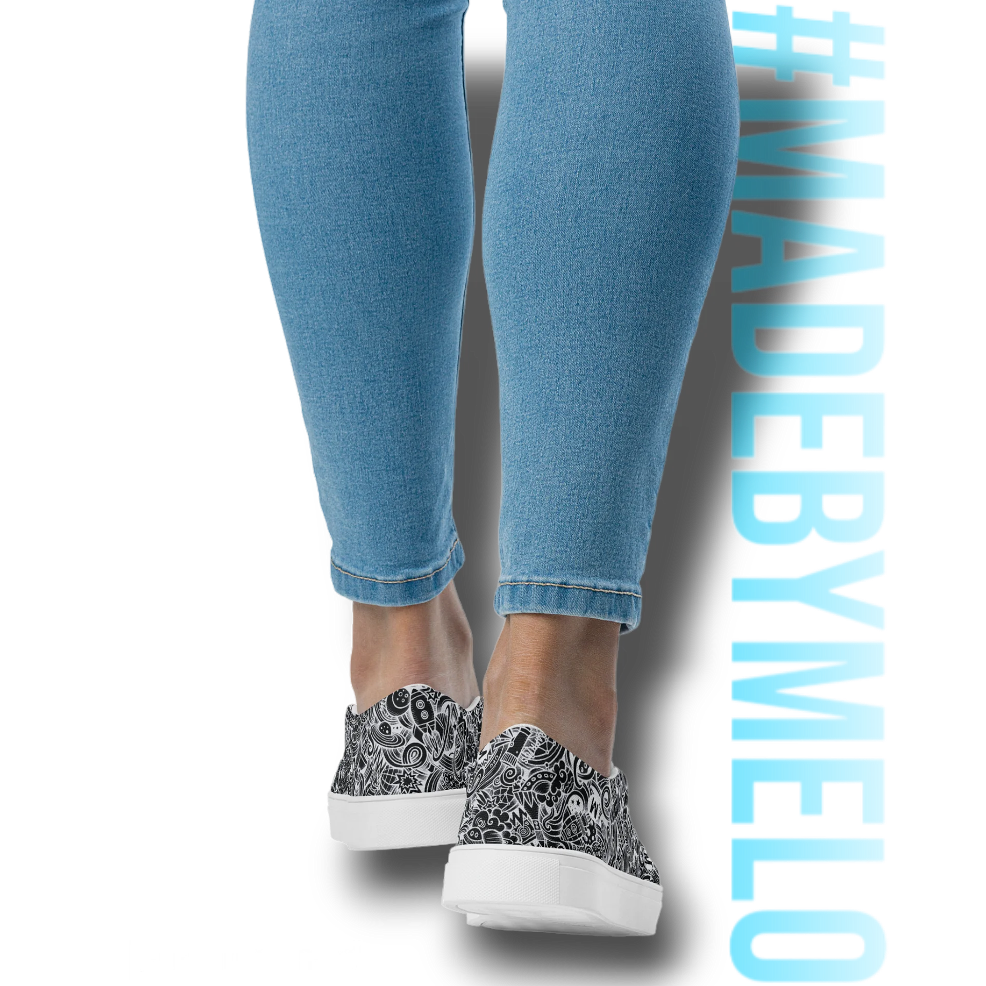 Dark Space Scribble - Women's Slip-ons | #MadeByMELO product image (10)