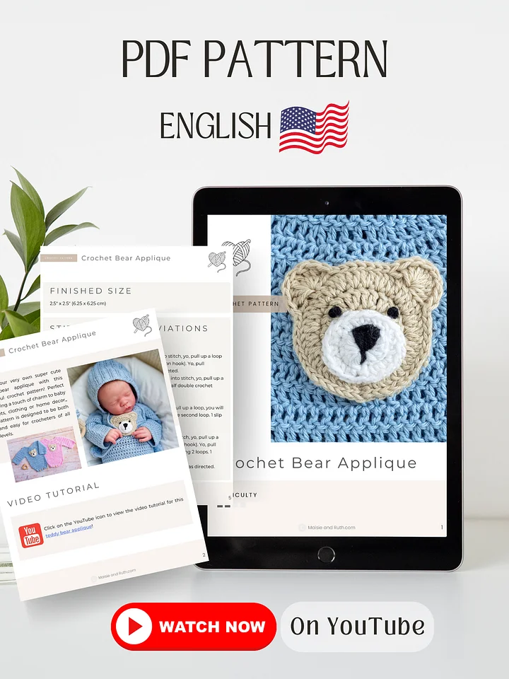Teddy Bear Applique Crochet Pattern product image (2)