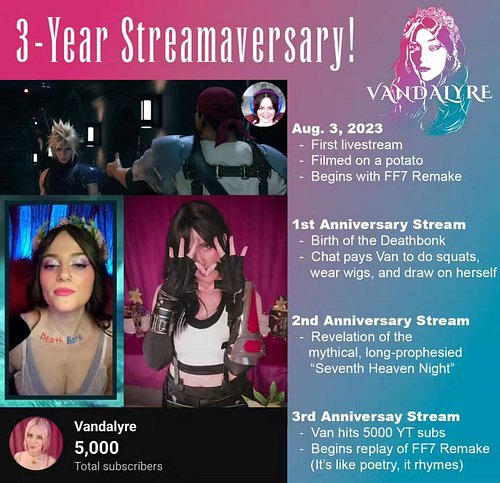 Hey Vandals! Gotta postpone our 3 Year Streamaversary/5k YouTube subs celebration until tomorrow night. I've got a migraine I...