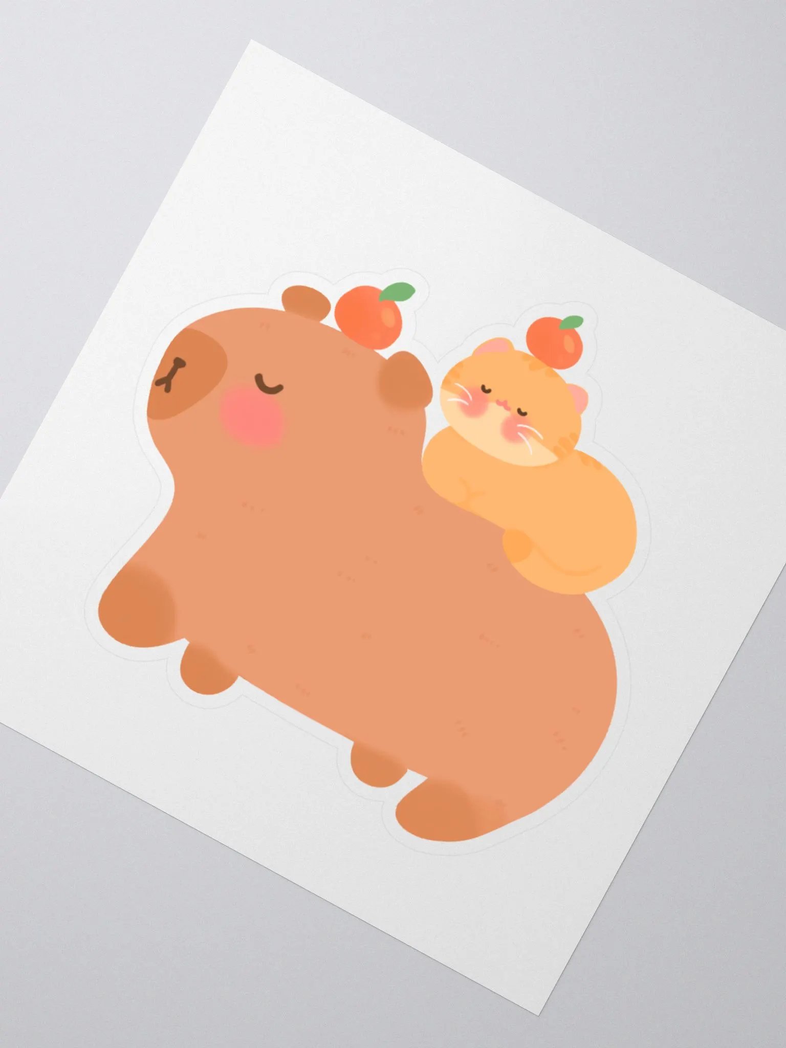 Capybara & Orange Cat Adventures Vinyl Sticker product image (2)