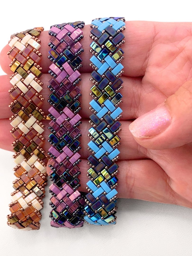 Half Tila Herringbone Bangle Bracelet - Blue product image (3)