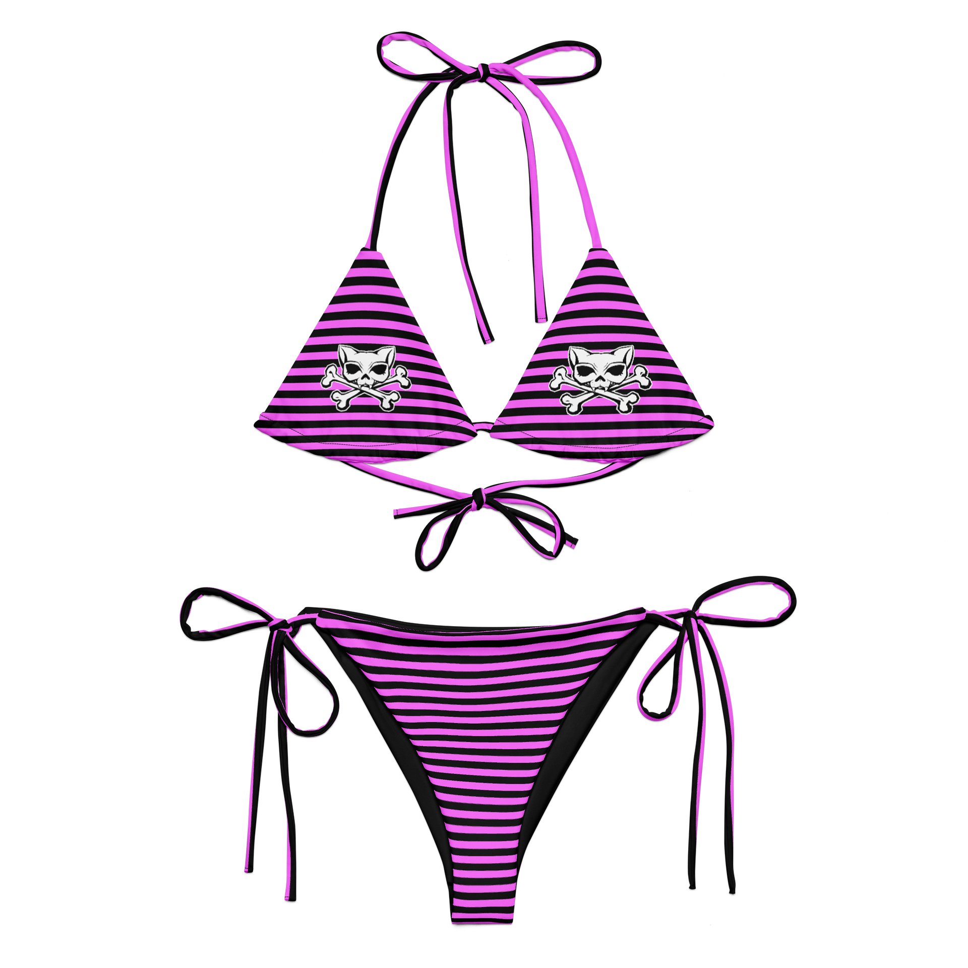 Blaque and Pink Kat Skull Bikini product image (1)