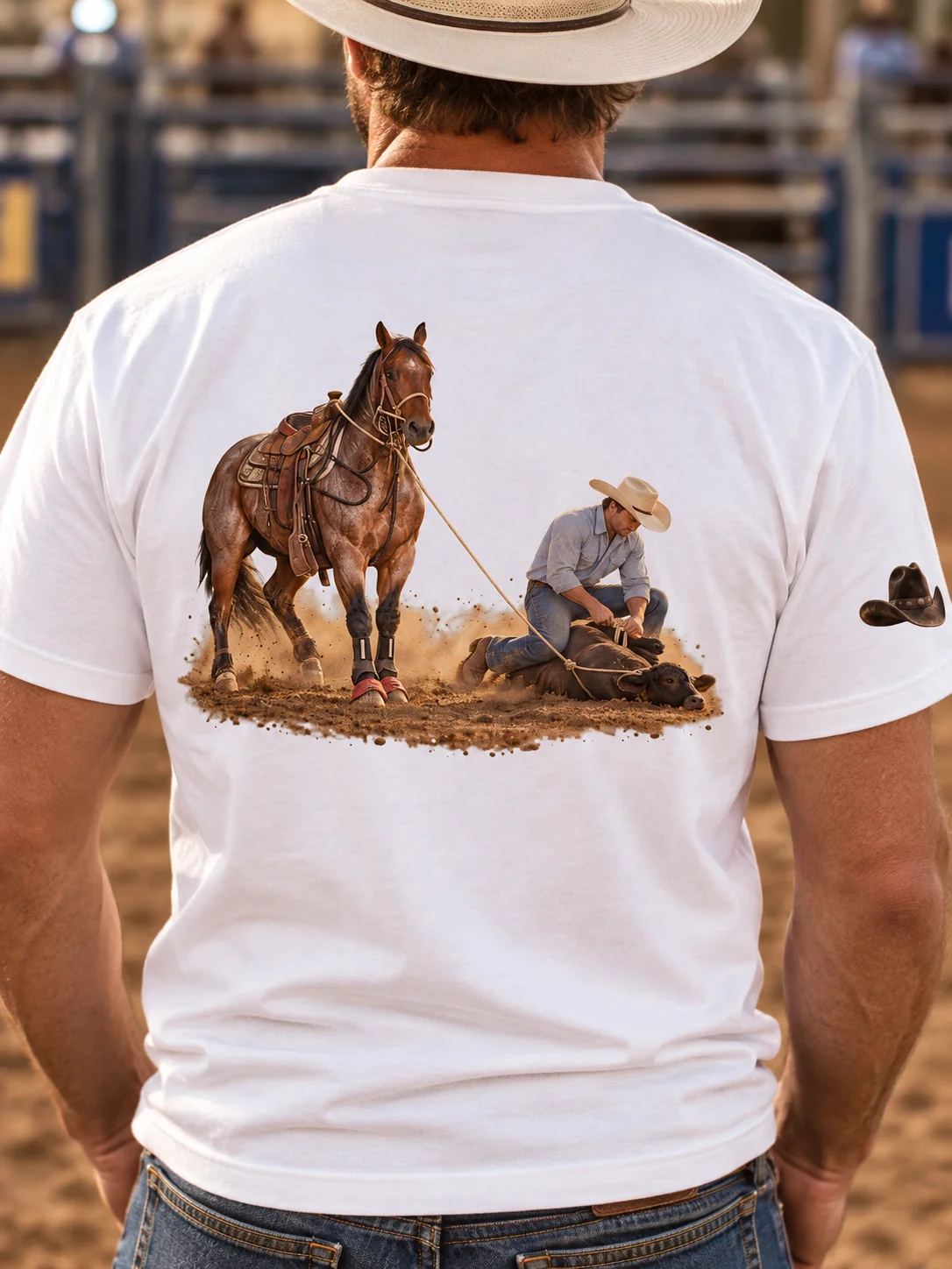 Calf Roping Rider’s View T-Shirt | BROKEN RODEO™ product image (2)