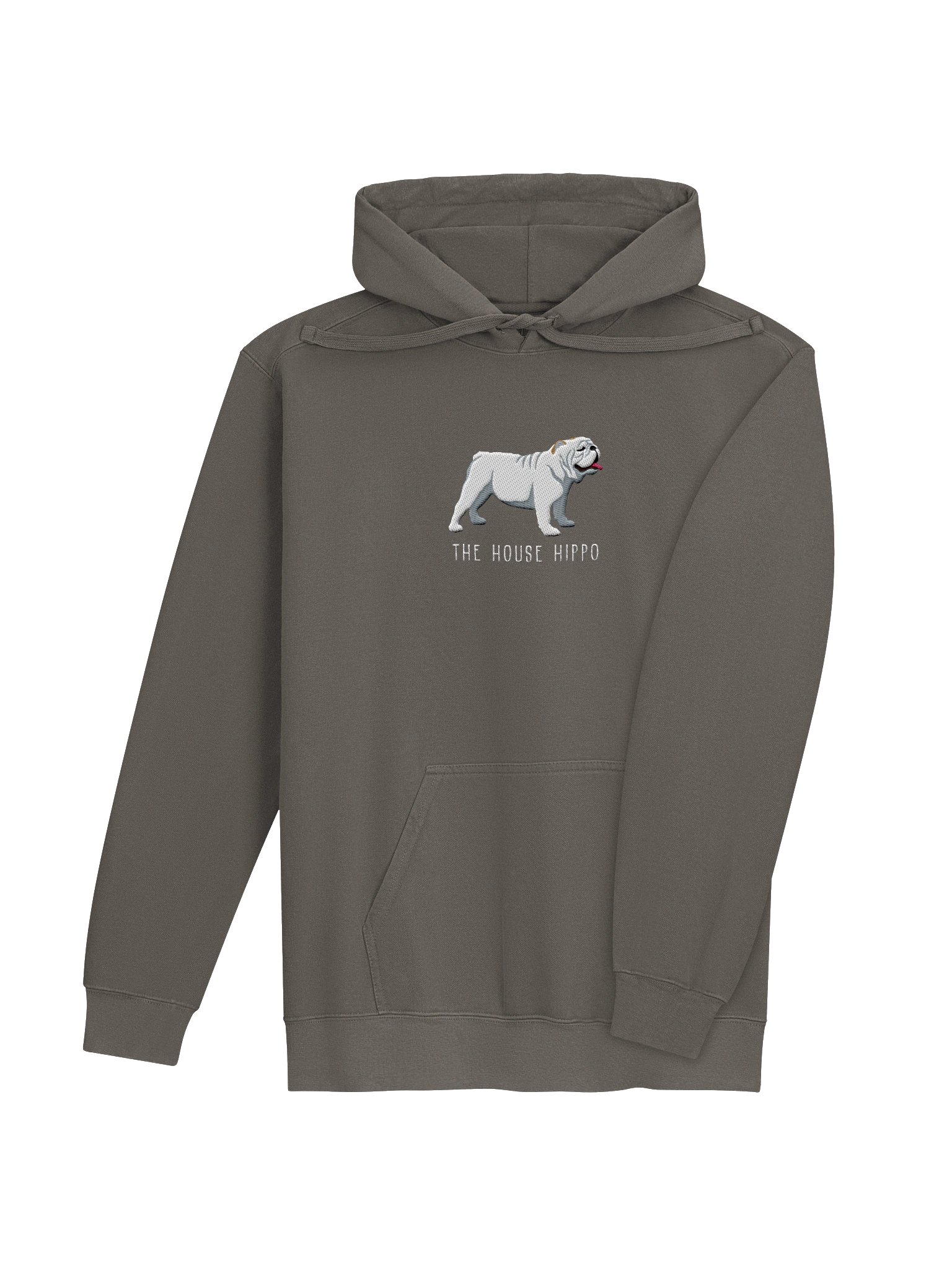 The House Hippo Premium Hoodie (Embroidered) of an English Bulldog(White) product image (8)