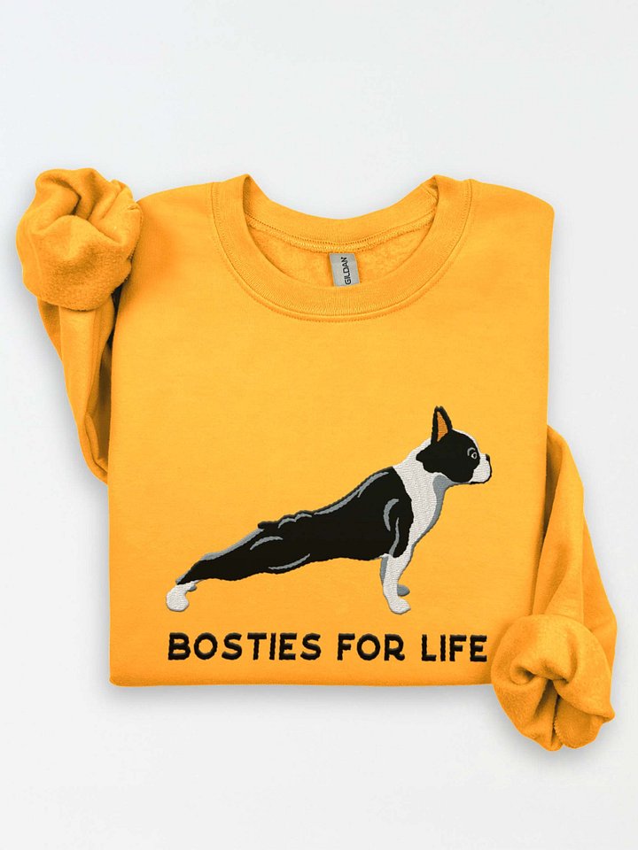 Bosties for Life Sweatshirt (Embroidered) of a Boston Terrier (Black & White) product image (2)