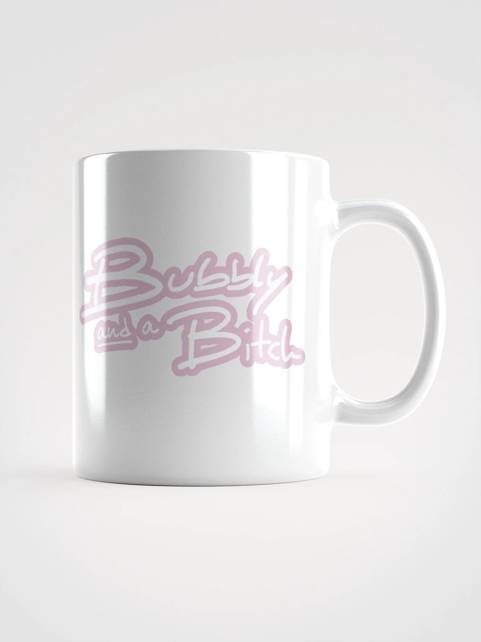 Bubbly and a B*tch (lined design, #E1B9CE) glossy white mug product image (1)