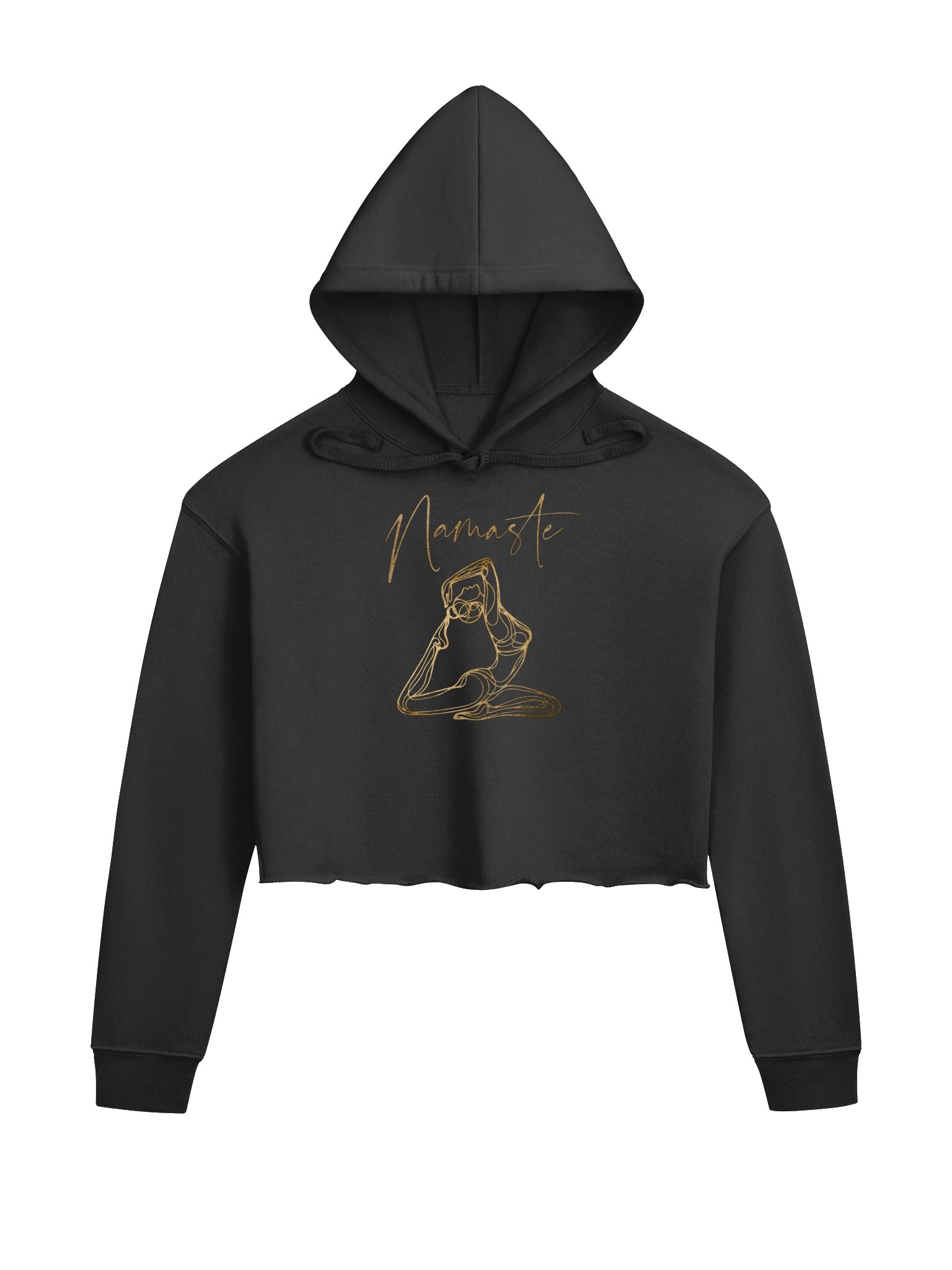 Namaste Gold Line Art Crop Hoodie product image (1)