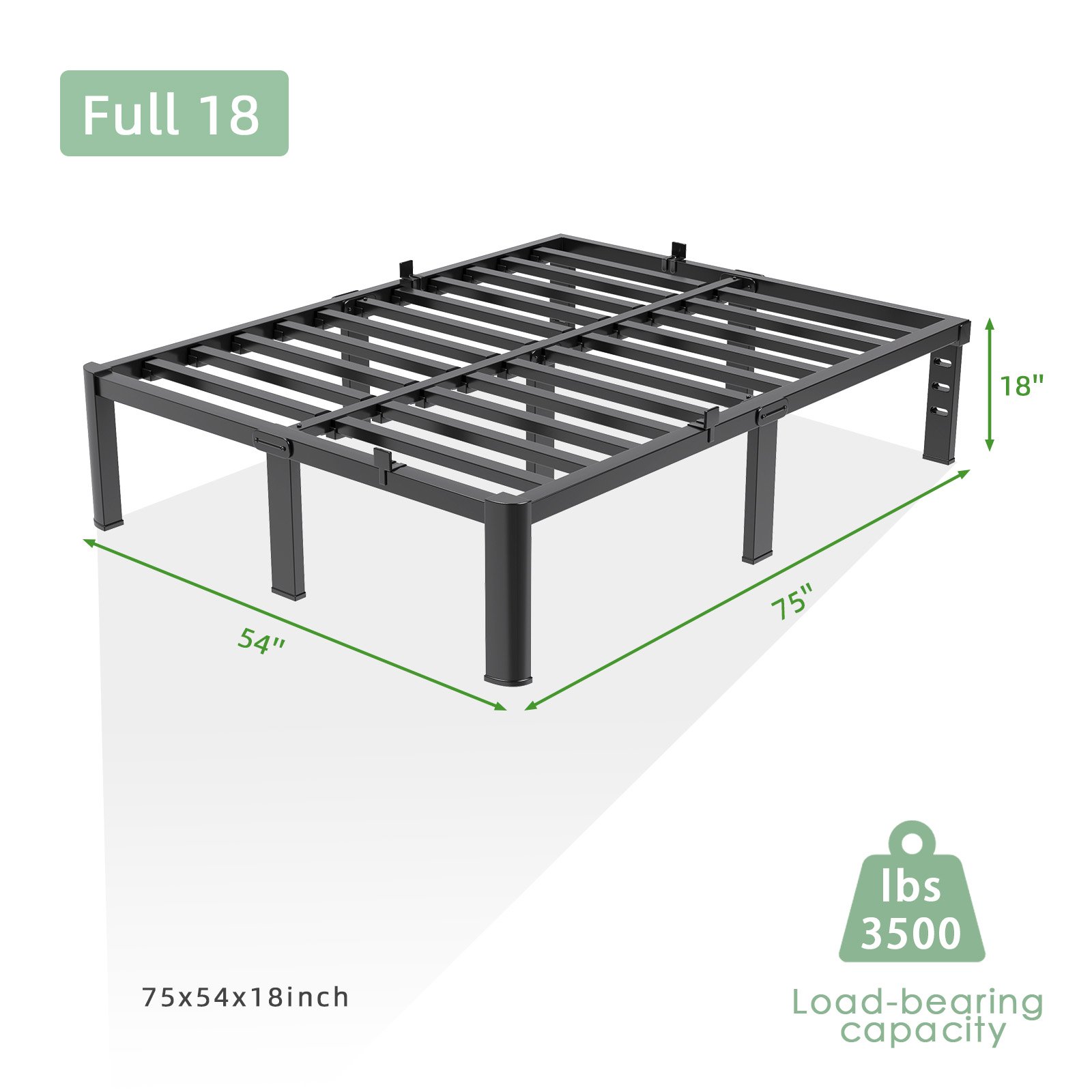 Metal Bed Frame,Full Size Bed Frame with Storage Space,Heavy Duty Sturdy Mattress Foundation,Easy Assembly,No Box Spring Needed, Black,18 Inch,Full product image (6)