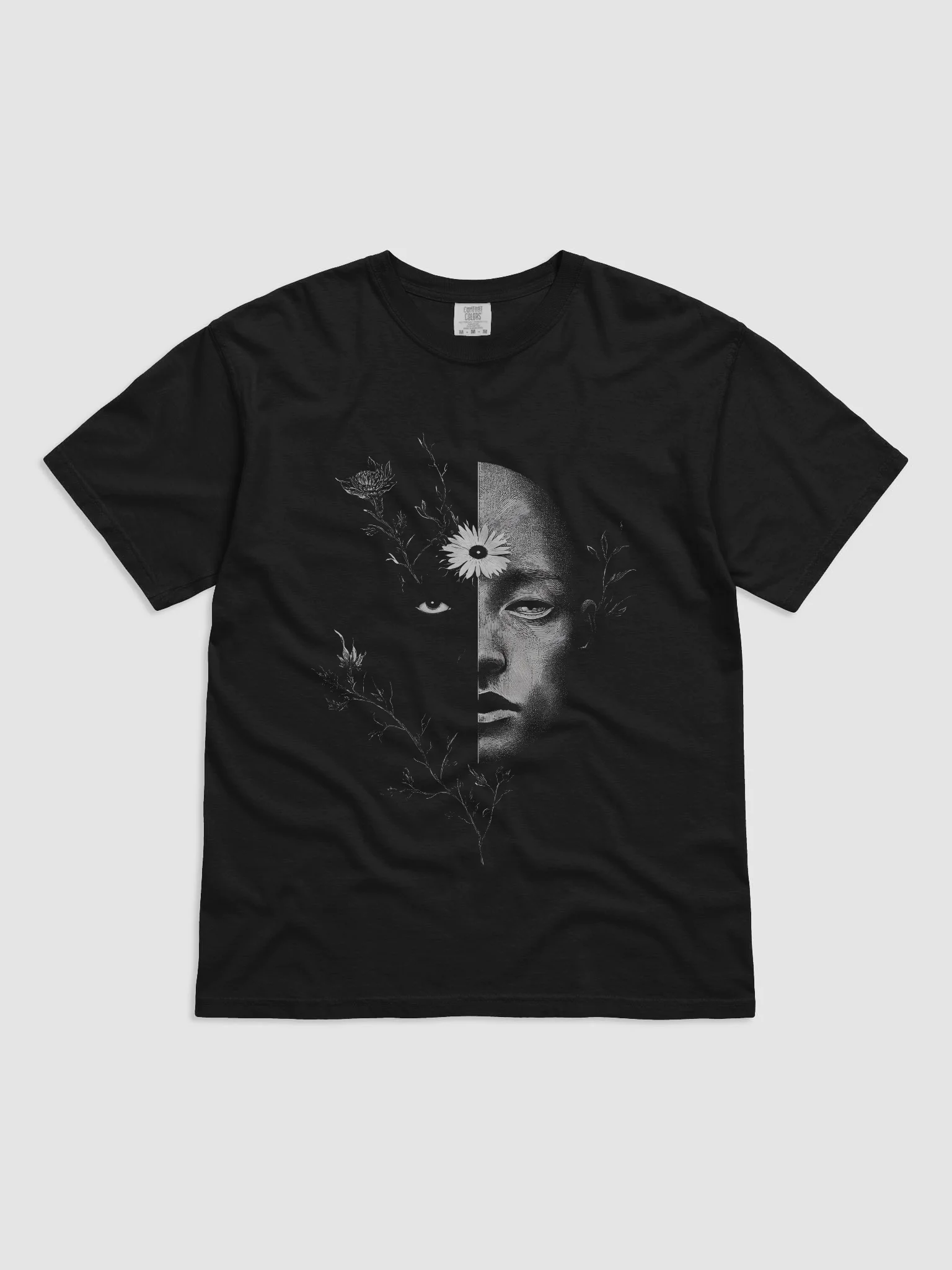 Split Shadow Face Black Short-Sleeve Graphic T-Shirt product image (1)
