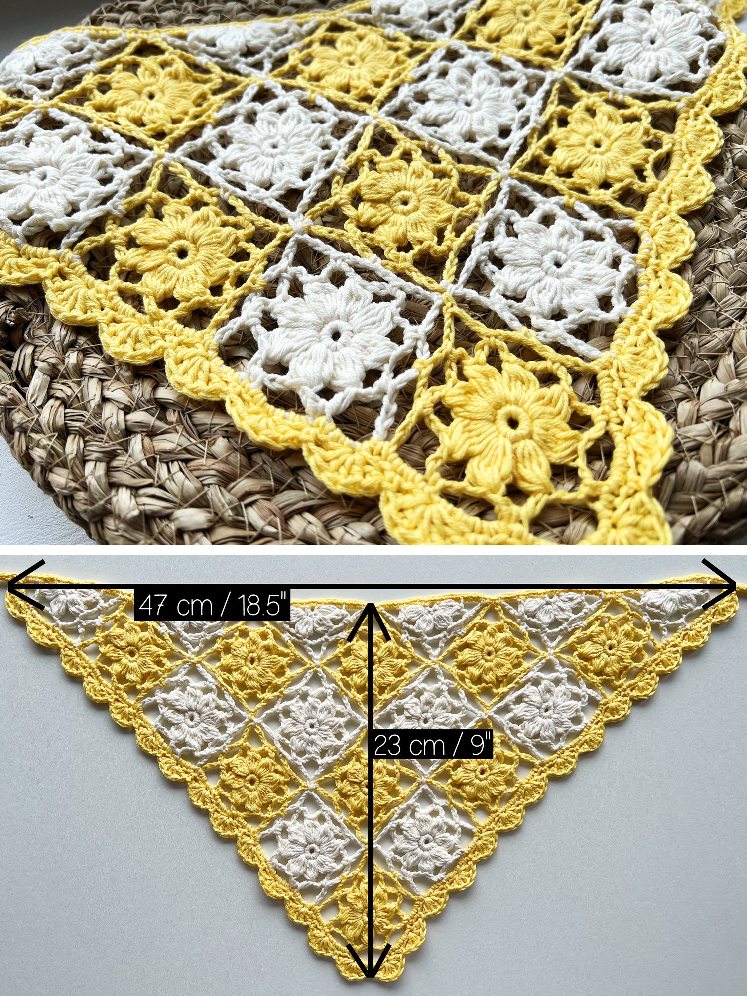 Crochet Pattern: Lacy Bandana with Flower Squares V3 product image (3)
