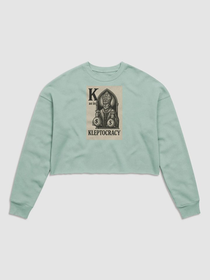 K as in kleptocracy women`s fleece crop t-sweatshirt by dark alphabet product image (1)
