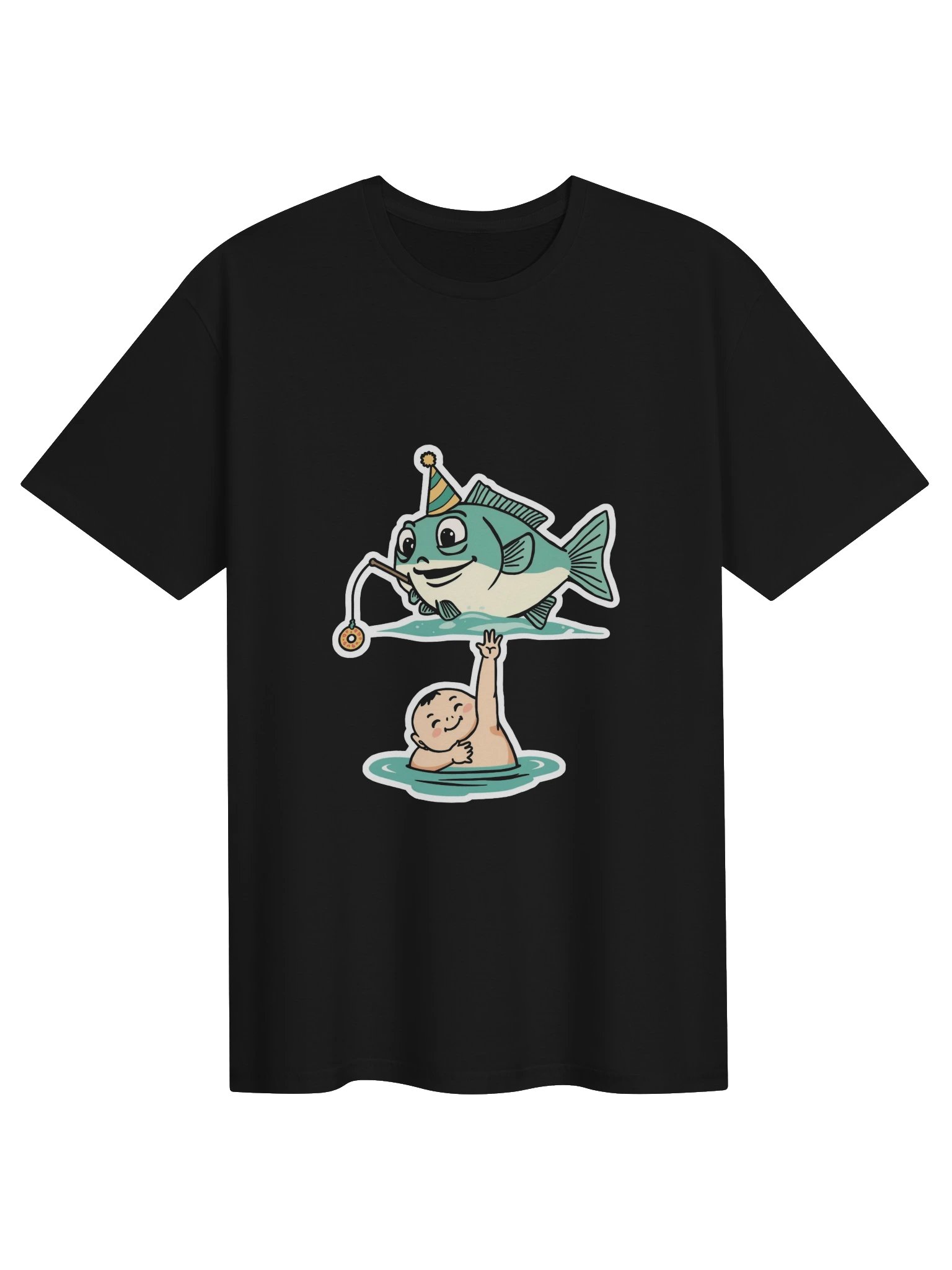 Funny Fishing Shirts – Fish Fishing for a Human With a Donut product image (1)