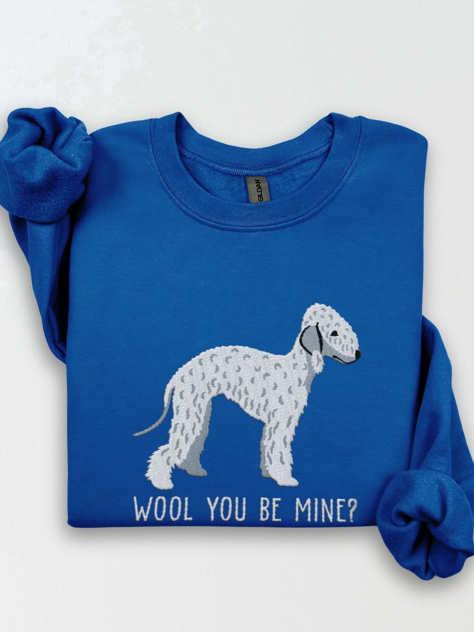 Wool You Be Mine? Sweatshirt (Embroidered) of a Bedlington Terrier(White) product image (1)