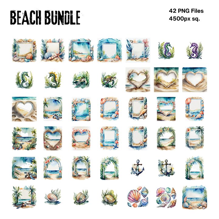 42 Image Summer Beach Ocean Life Graphics Bundle product image (1)
