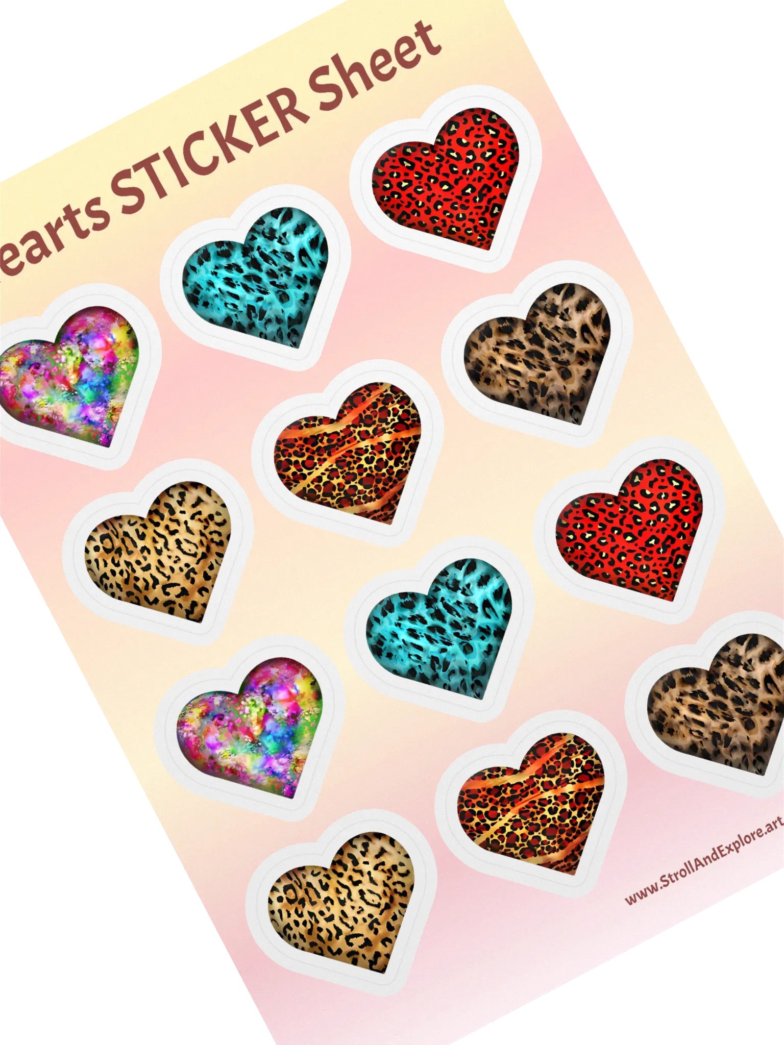 Colorful Leopard Skin and Graffiti Hearts Mix - Sticker Sheet product image (3)