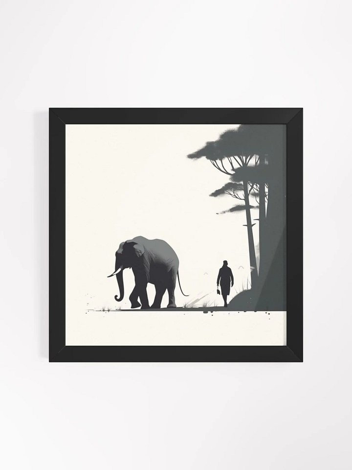 Minimalist Monochrome Wall Art - Elephant and Handler product image (1)