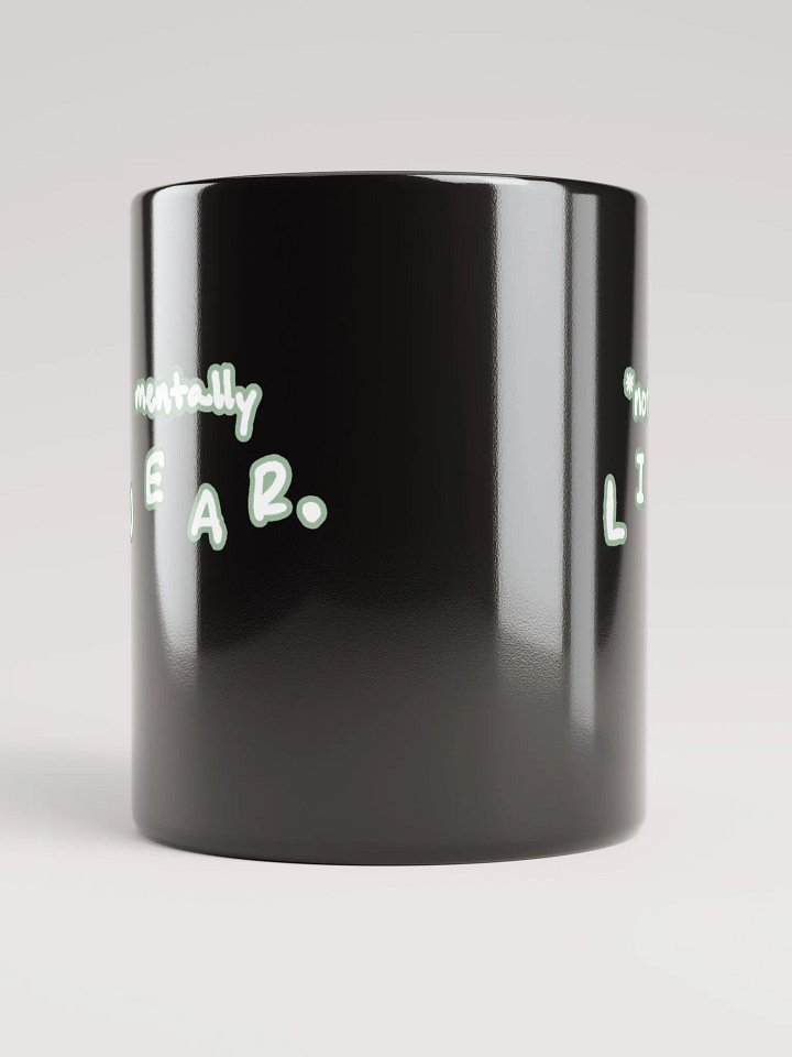 *not* mentally linear (lined design, #96B697) glossy black mug product image (3)