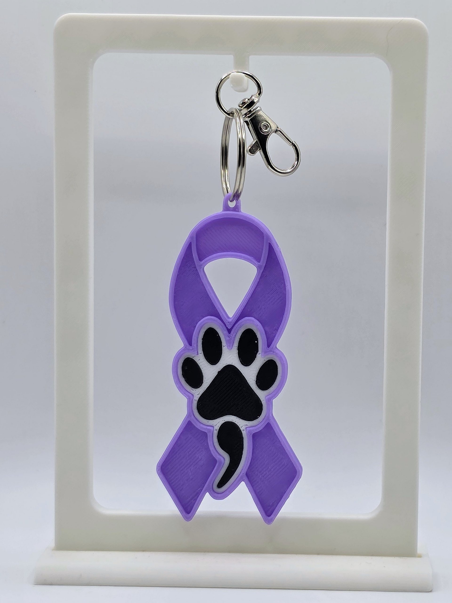💜 Purple Awareness Ribbon Keychain | Dog Paw Semicolon product image (1)