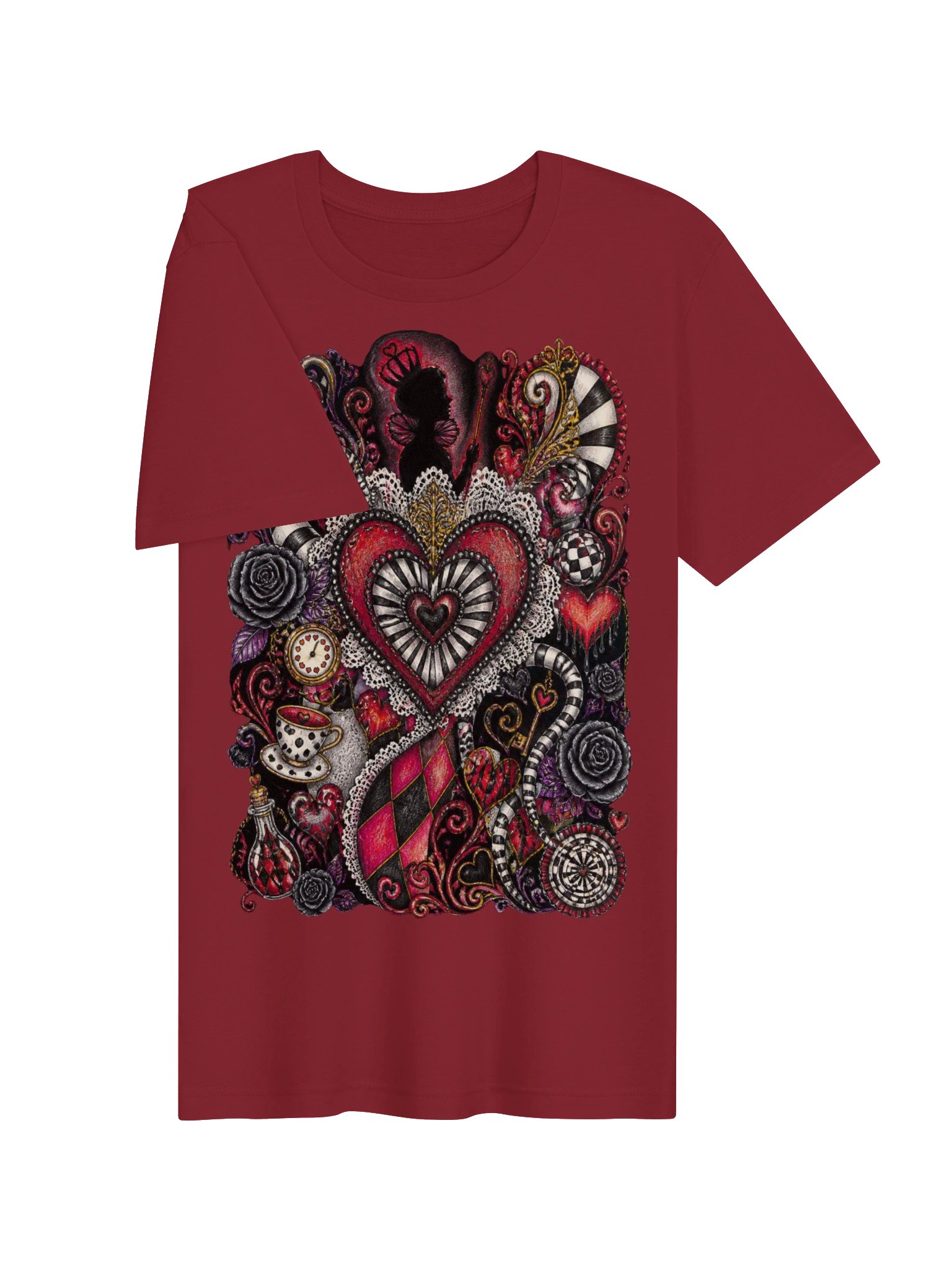 Queen of Hearts Wonderland Collage Shirt, Whimsigoth Dark Alice Graphic product image (46)