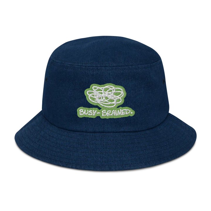 BUSY-BRAINED (light green bubble design 2) denim bucket hat product image (1)