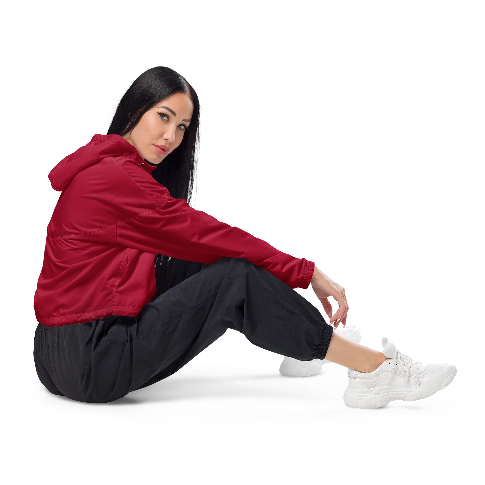 Maroon Minimalist Cropped Windbreaker product image (4)