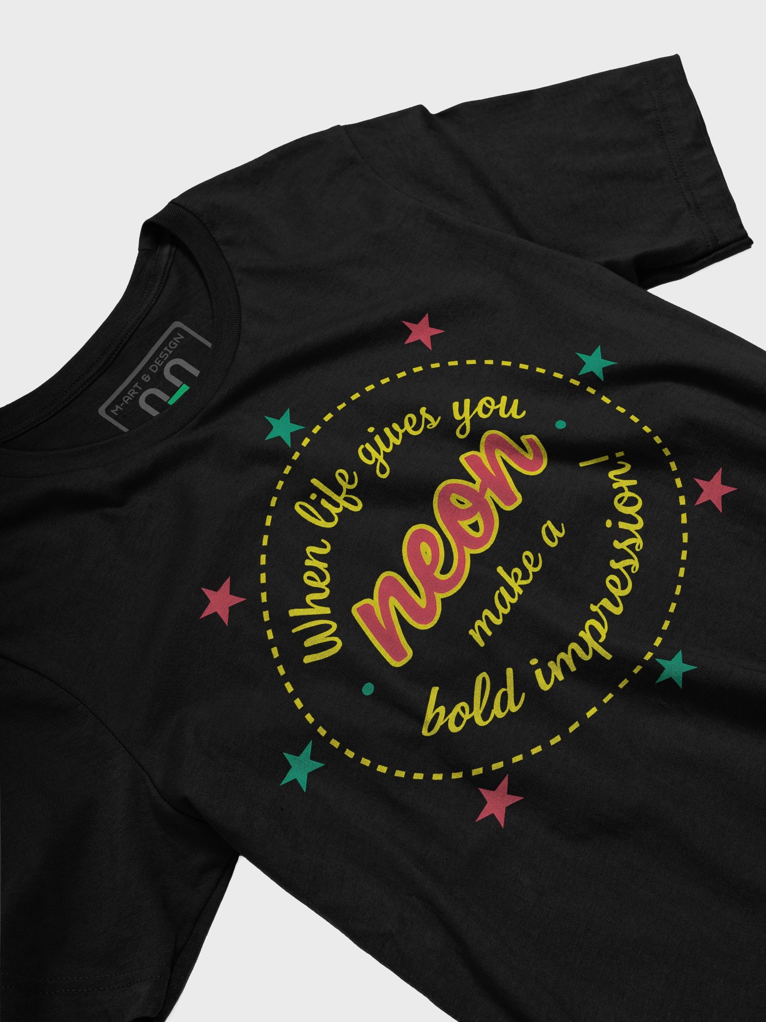 Bold Neon Circle – Motivational Shirt Art with Stars & Cursive Typography product image (3)