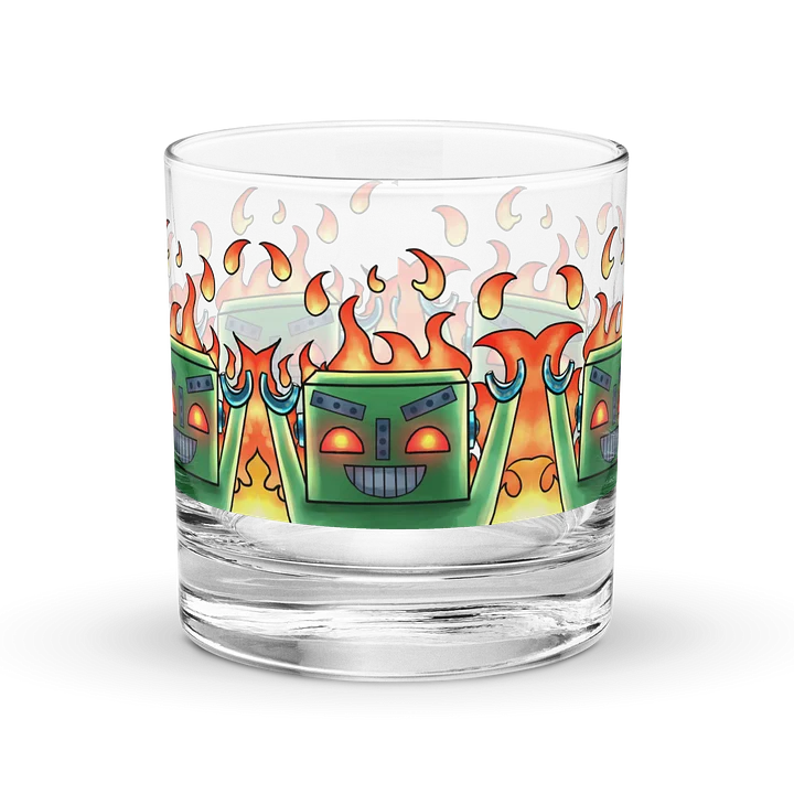 Fiery Robot Party Rocks Glass (MACH 2 Evil) - Rum Glass product image (1)