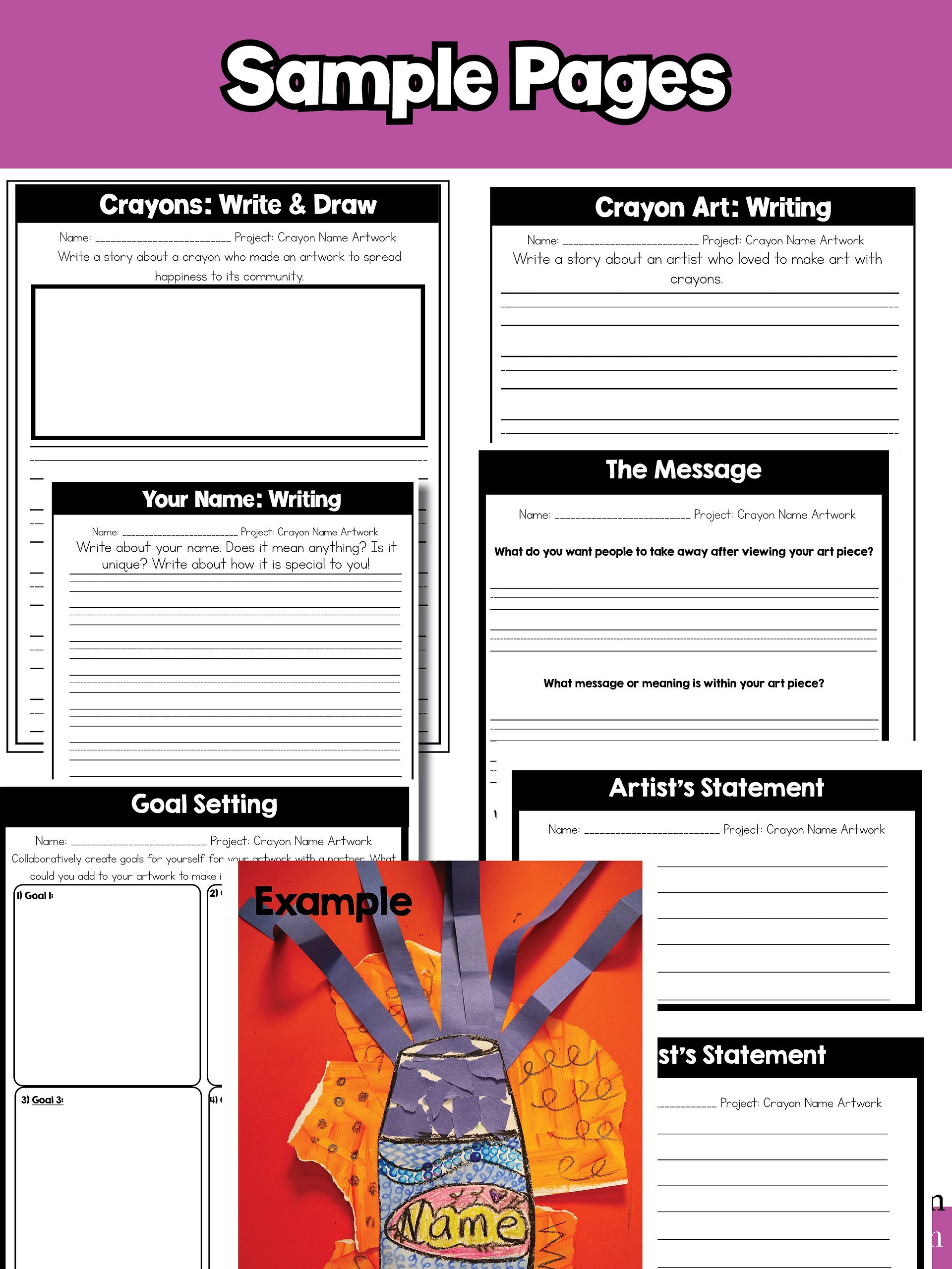 1st Grade Back to School Name Art Lesson Fine Motor Skills Crayon Art Project product image (11)