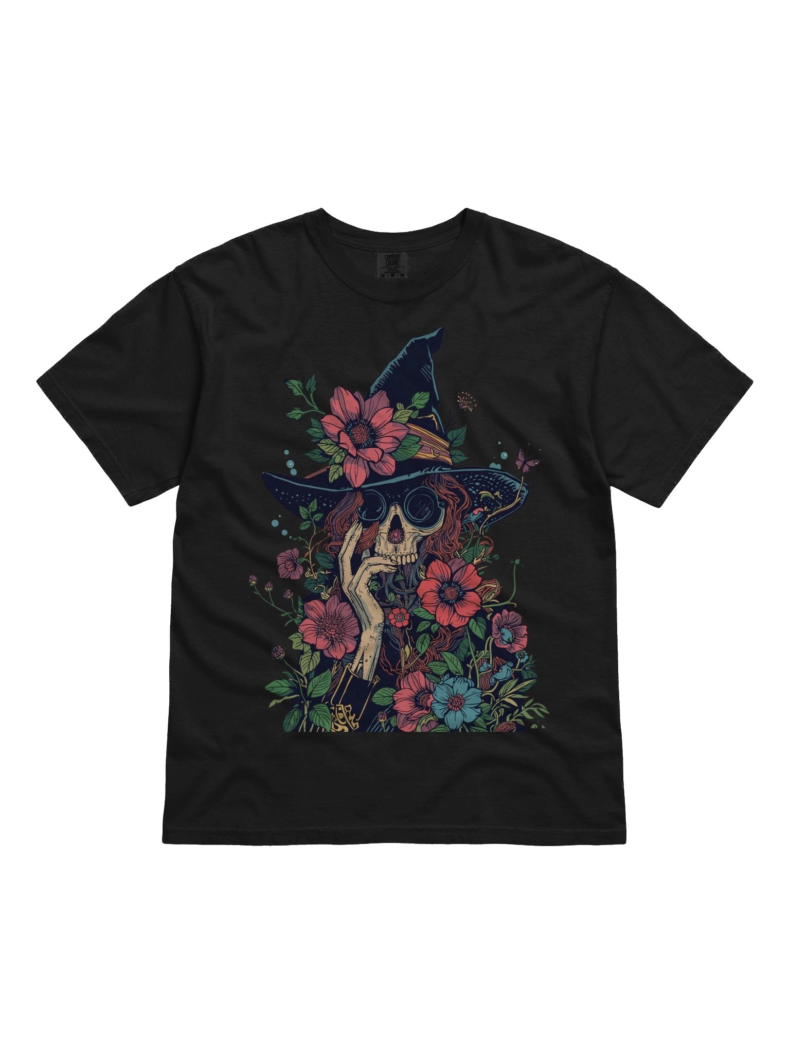 Ornate Floral Witch Skull Heavyweight Tee product image (1)