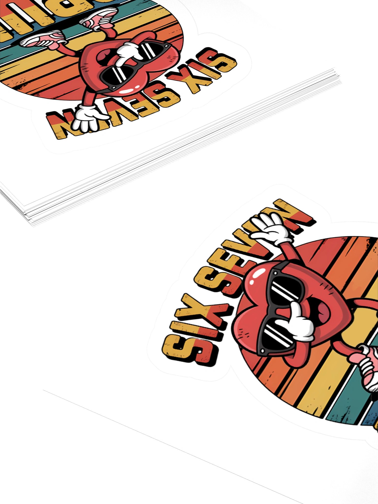 SIX SEVEN BRUH! Kiss Cut Sticker – Funny Meme Quote Vinyl Sticker with Retro Dabbing Heart Cartoon product image (12)