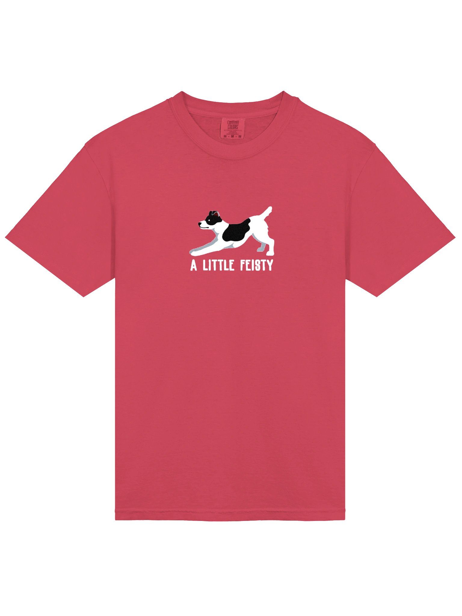 A Little Feisty T-Shirt(Embroidered) of a Feist Dog(Black & White) product image (6)