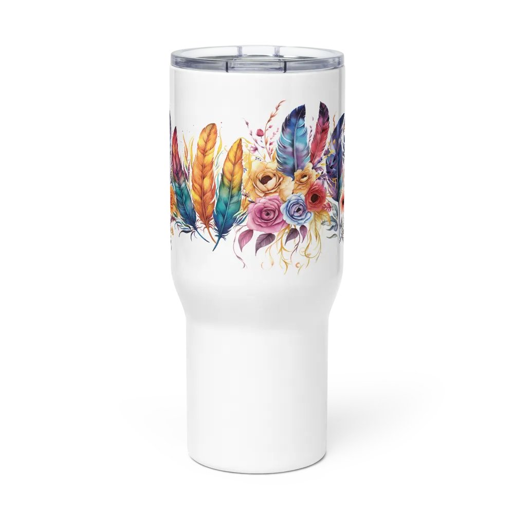 Vibrant Feathers and Roses Stainless Steel Travel Mug product image (2)