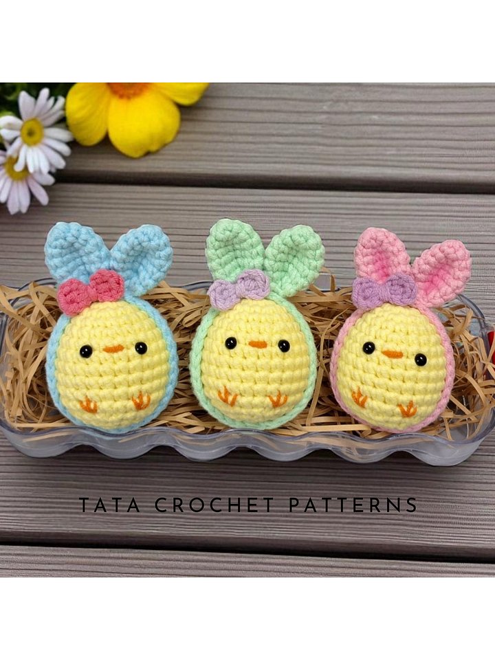 PDF Pattern -♡- Crochet A Chick In Easter Egg & Bunny Ears Pattern product image (1)