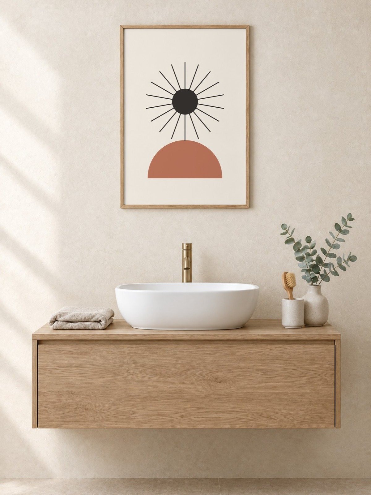 Charcoal Sun Print | Earthy Bathroom Wall Art product image (1)