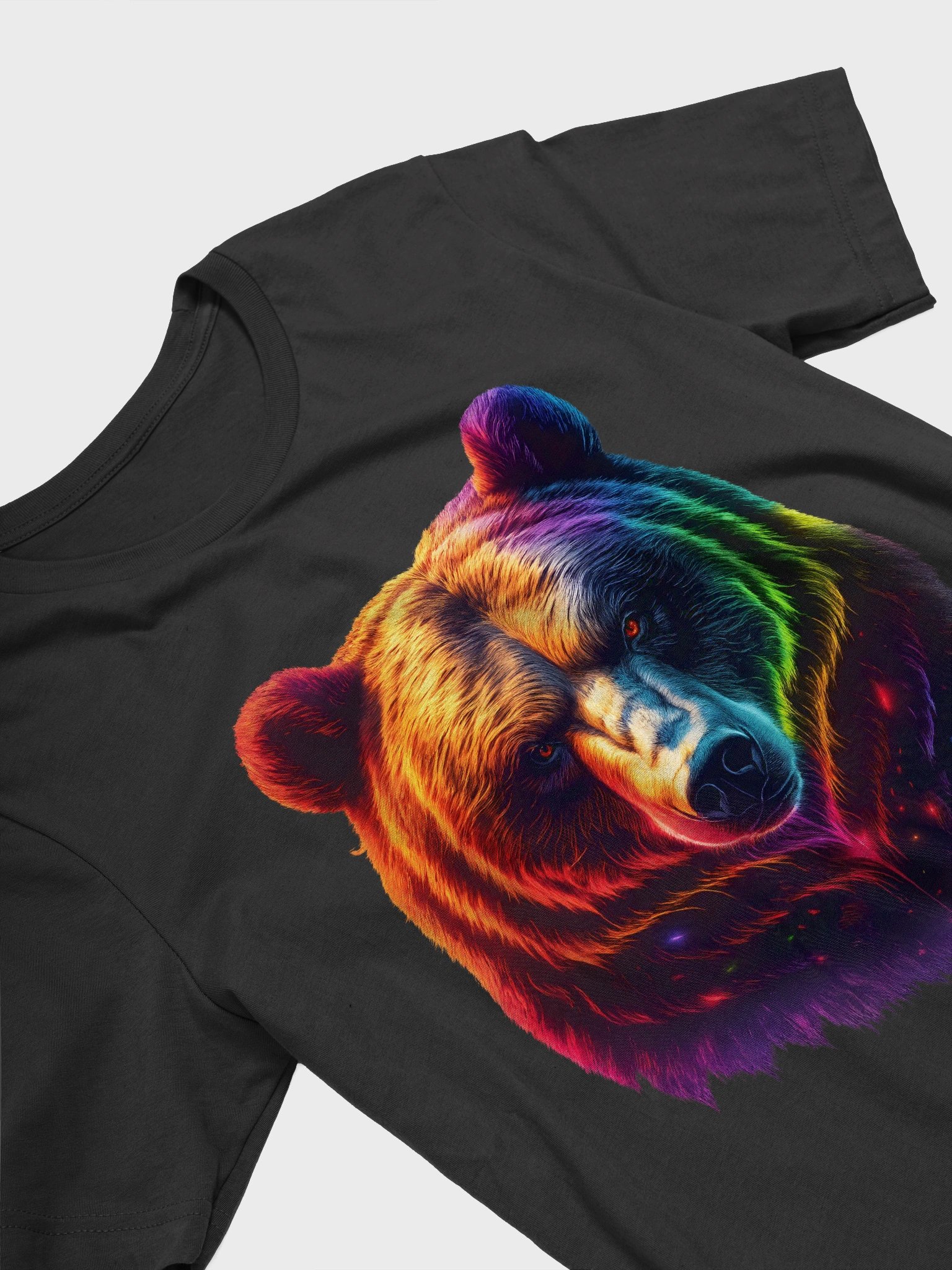 Pride Rainbow Bear Face - LGBTQ Bear in Neon Cosmic Colors T-shirt product image (3)