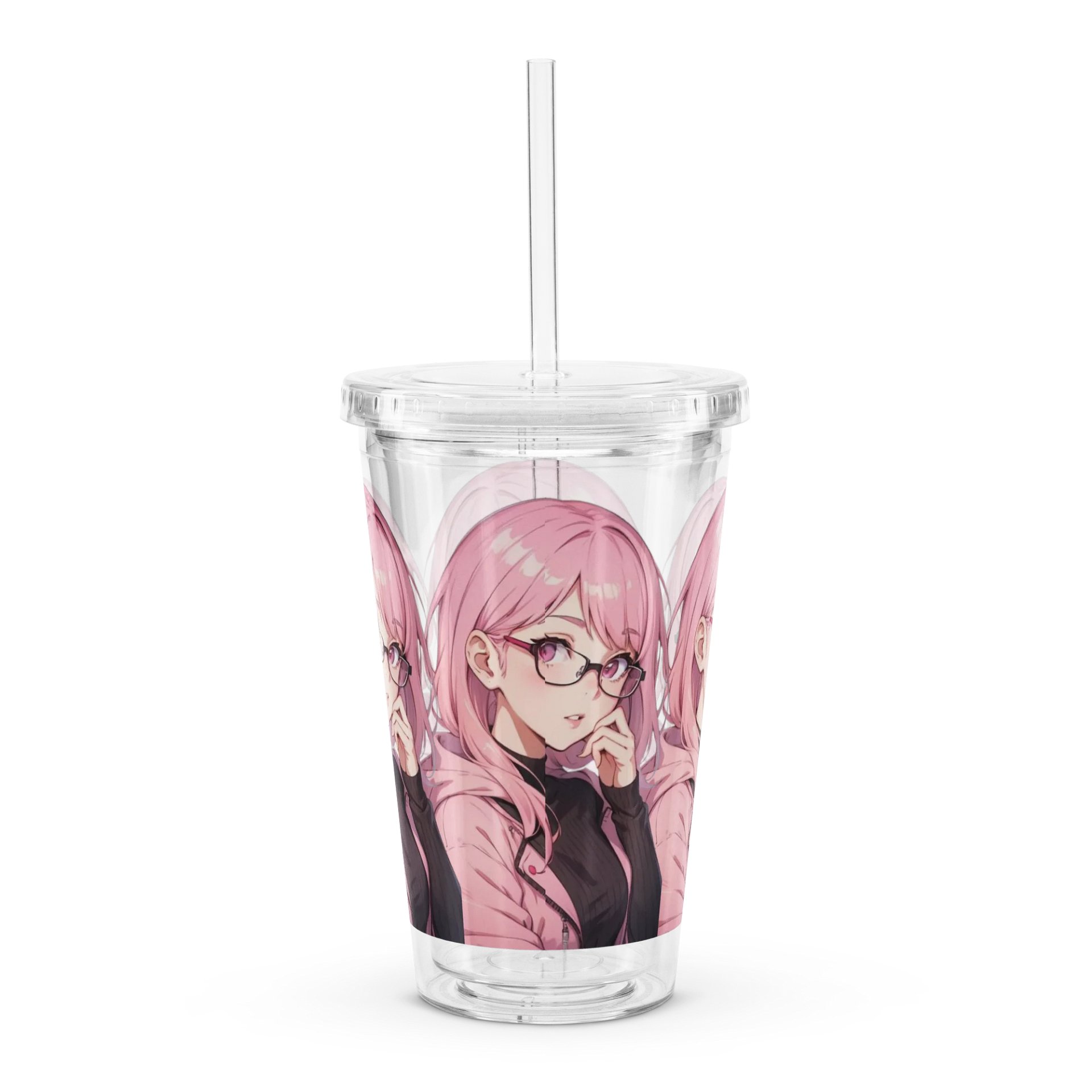 (Pink WAIFU) K Clear Plastic Tumbler product image (2)
