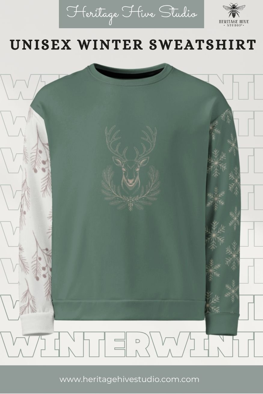 Forest Green Winter Reindeer Sweatshirt | Unisex Cozy Christmas Jumper product image (3)