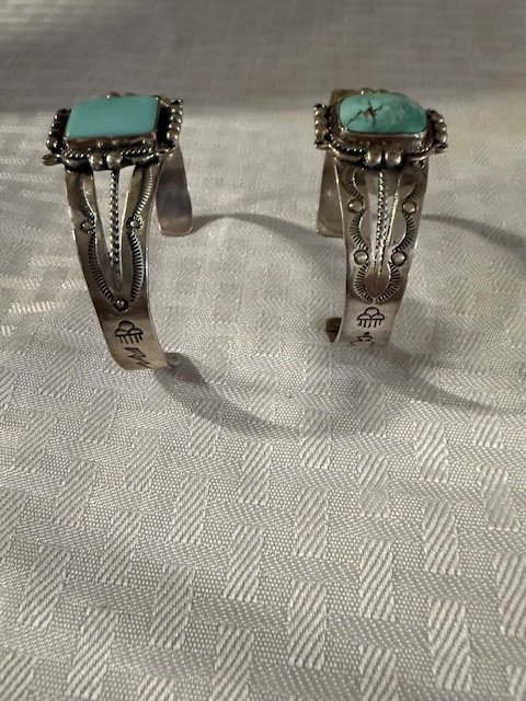 Artisan Hand-Stamped Dry Creek Turquoise Minimalist Cuff product image (2)