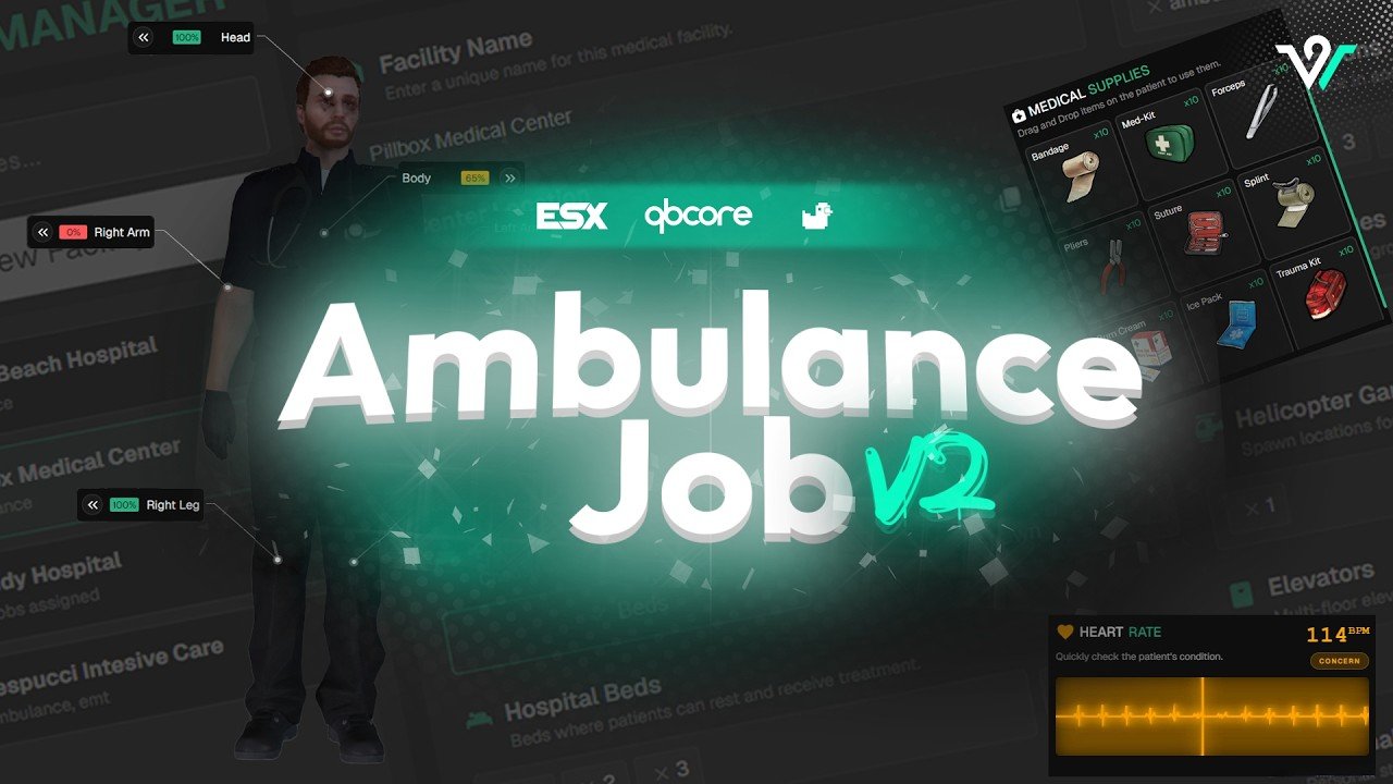 FiveM Advanced Ambulance Job V2 [ QB / ESX / QBOX ] product image (1)