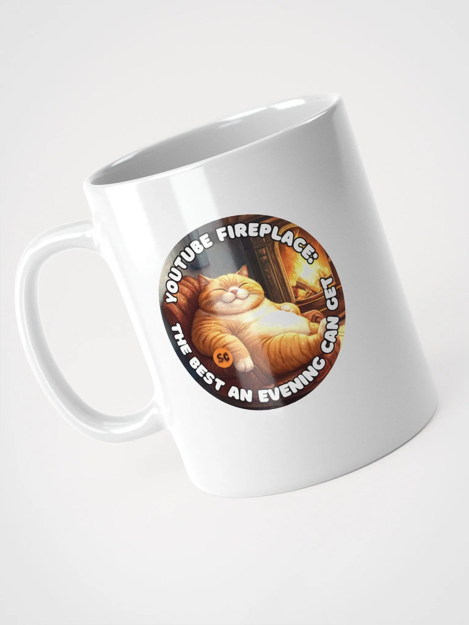 Cozy Cat - YouTube Fireplace: The Best an Evening Can Get | White Glossy Mug product image (7)