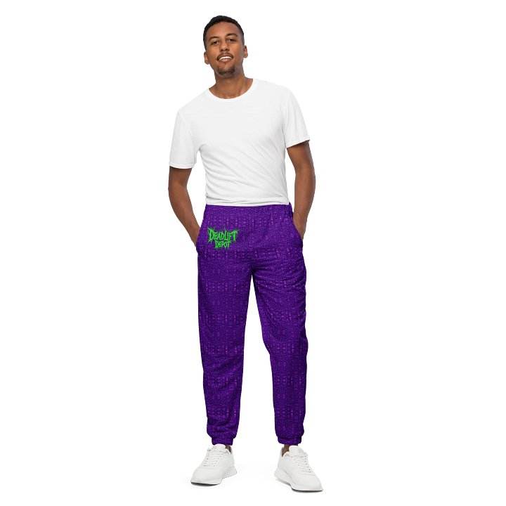 Special Edition PURPLE Code Skeleton Deadlift Depot Track Pants product image (2)