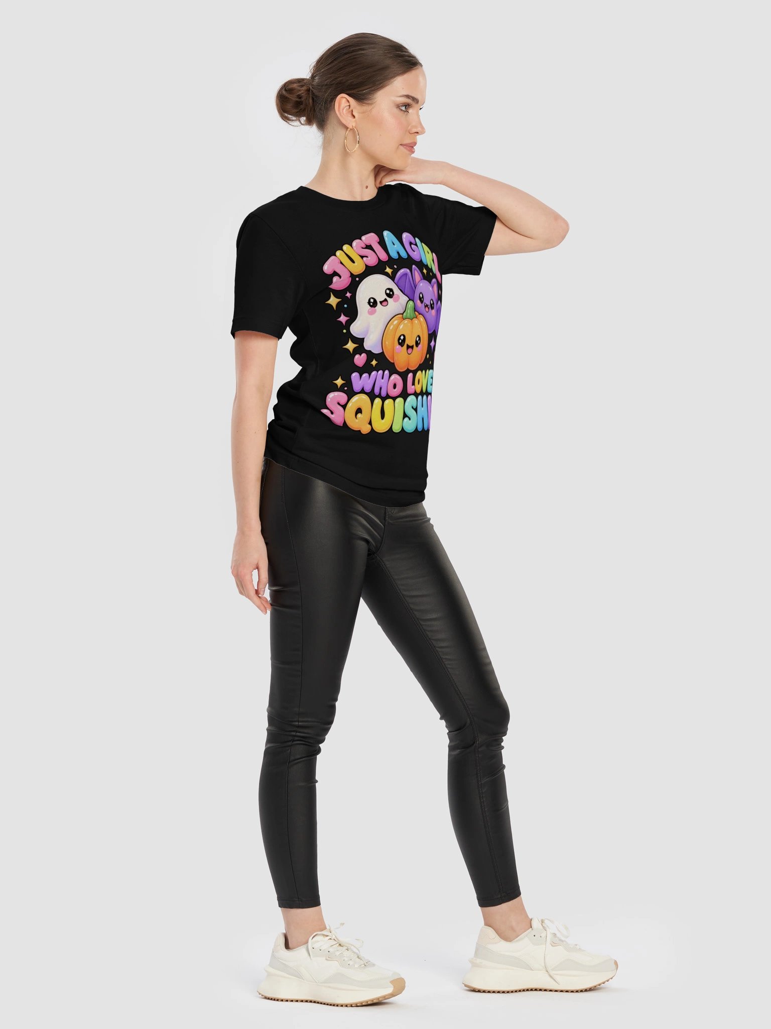 Just a Girl Who Loves Squishies T-Shirt | Cute Kawaii Squishy Characters, Halloween Squishy Ghost Pumpkin Bat tee, Halloween Gift for Girls product image (8)