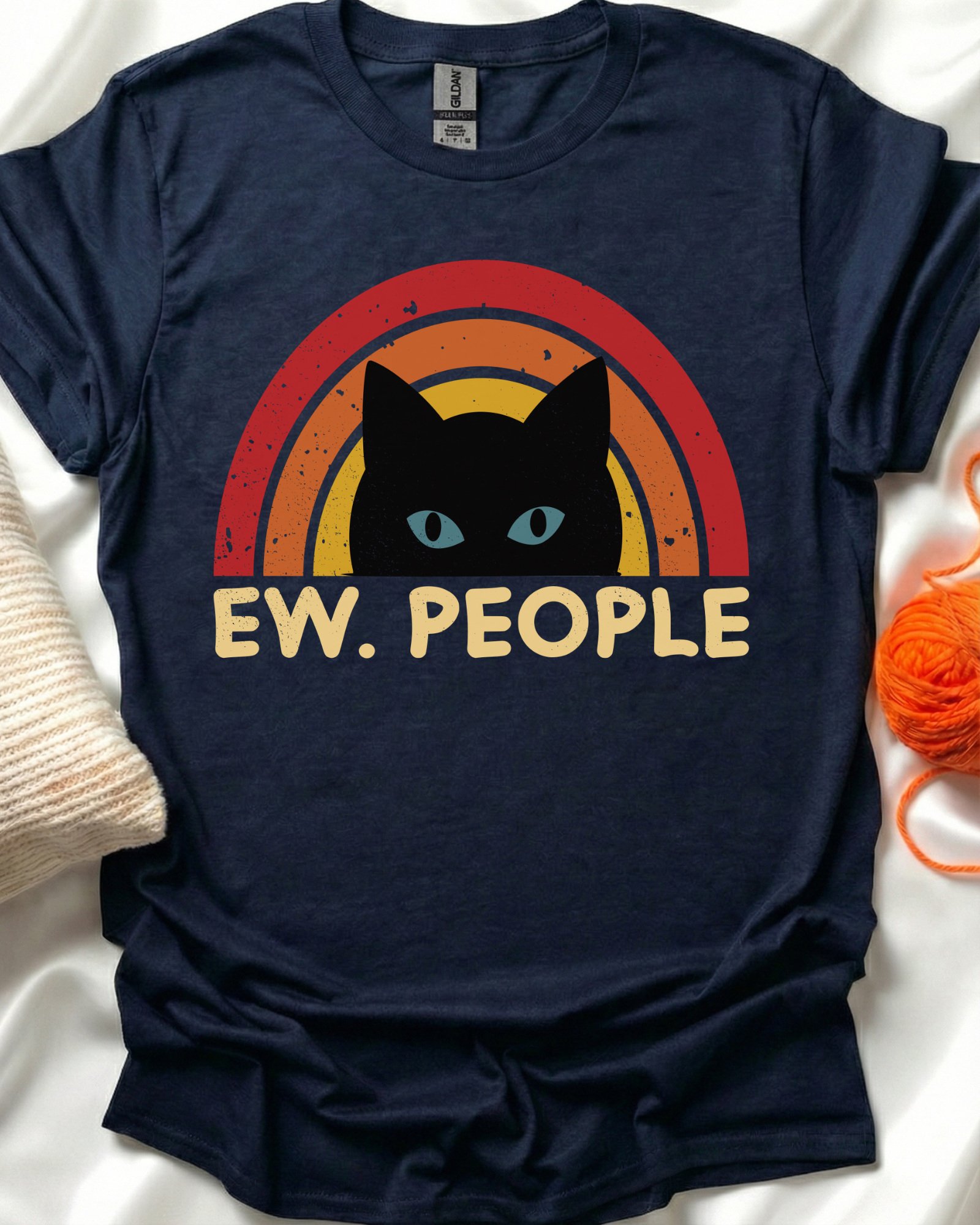 Ew. People Retro Cat Rainbow T-Shirt product image (1)