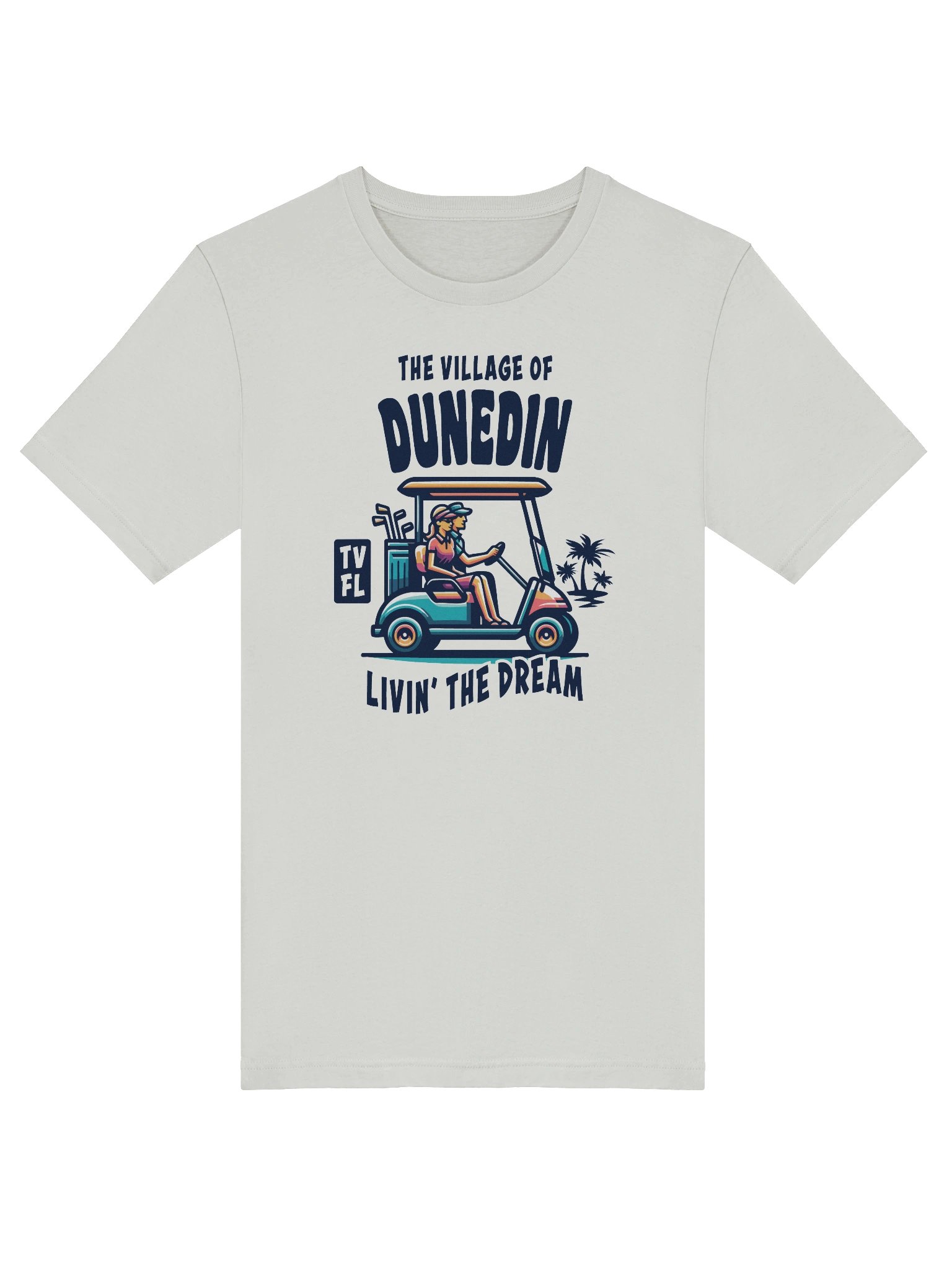 The Village of Dunedin TV FL Golf Cart Design T-Shirt product image (38)