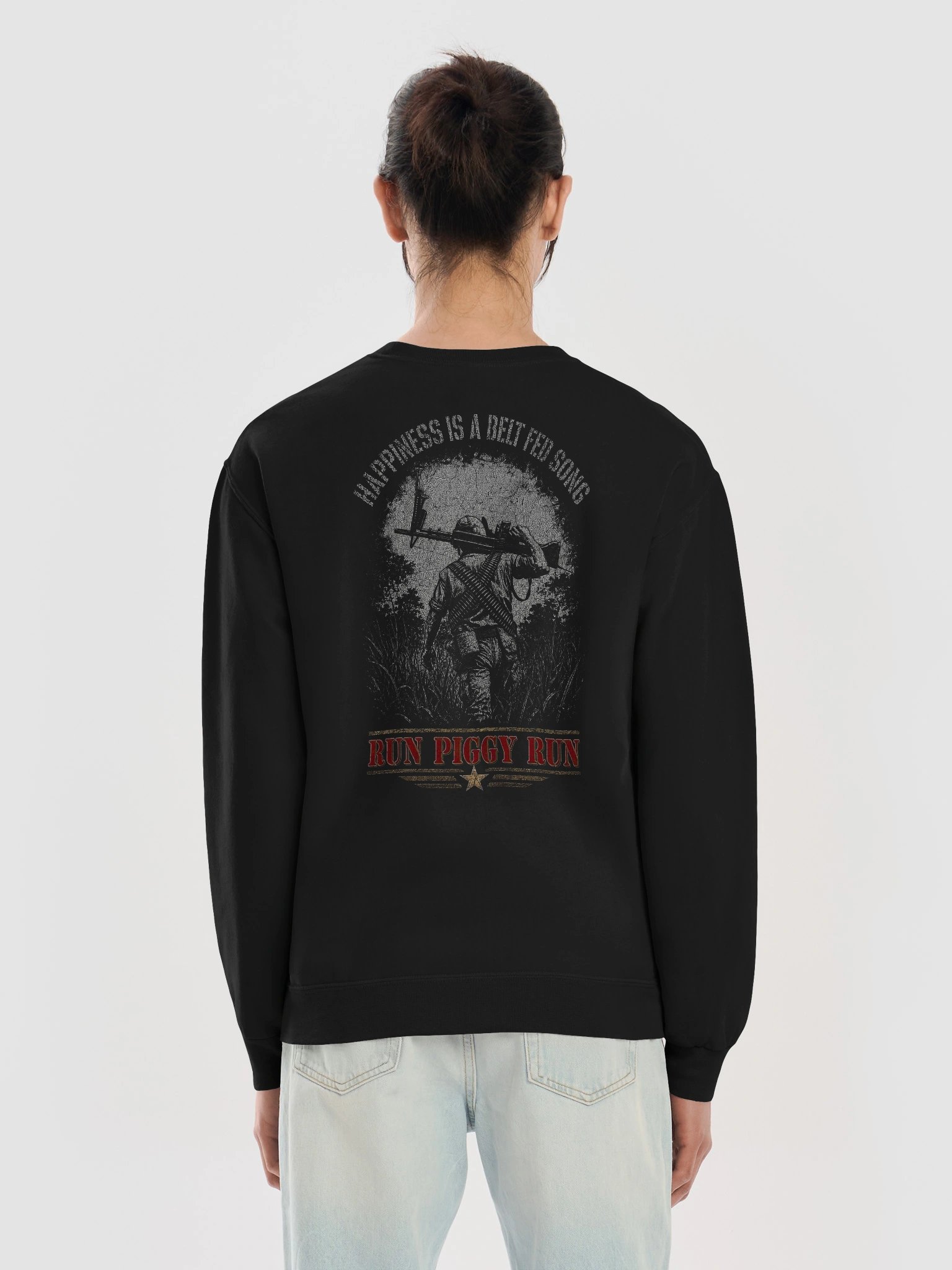 Run Piggy Run "Happiness Is a Belt Fed Song" M60 Gunner Crewneck product image (5)