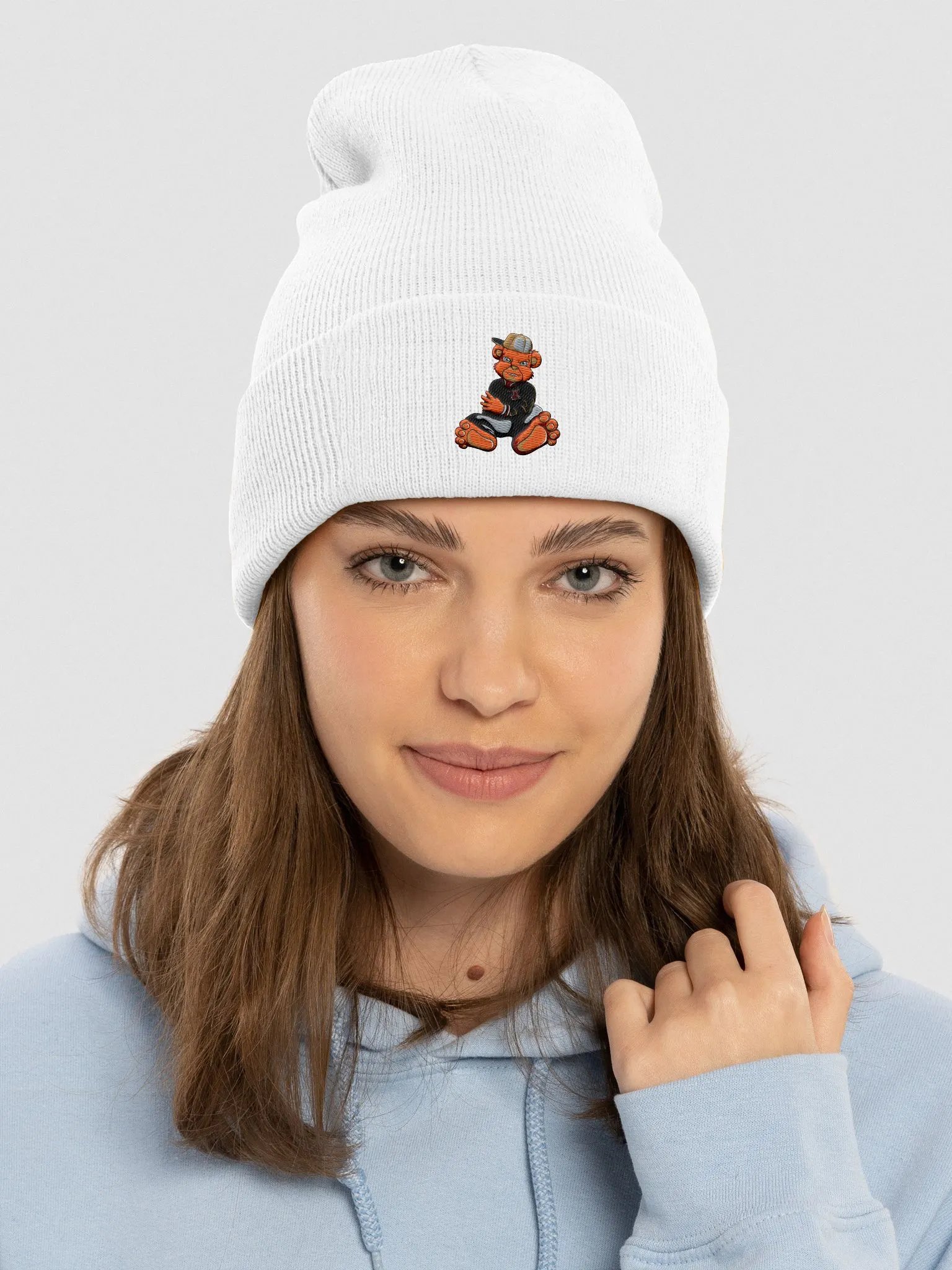 Sitting Bear White Beanie product image (3)