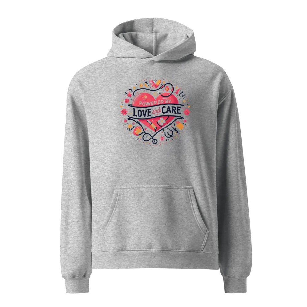love and care heart shape design hoodie product image (3)