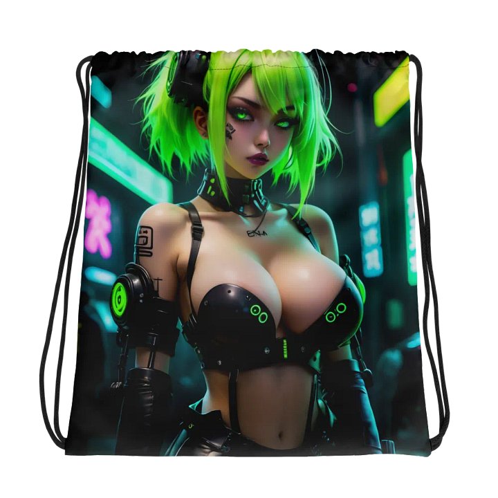 Neon Cyberpunk Drawstring Backpack product image (1)