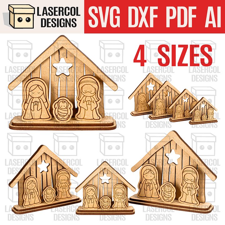 Small Nativity Scene Gift Set 1 - Christmas - Laser Cut Files product image (1)